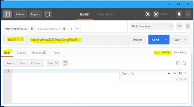 Testing DELETE with Postman
