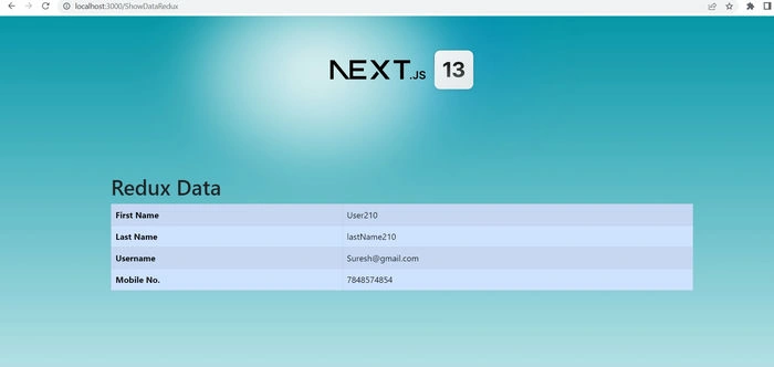 Redux In Next JS Application Output