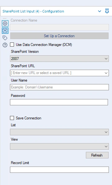 Configuration pane