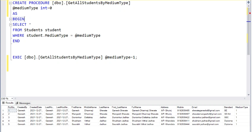 Stored Procedure and Its Execution