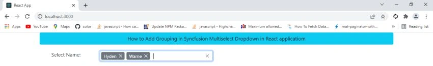 How to Use Syncfusion Multiselect Dropdown in React applicatiom