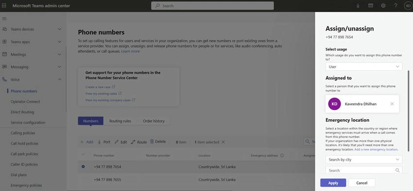 Assign a phone number