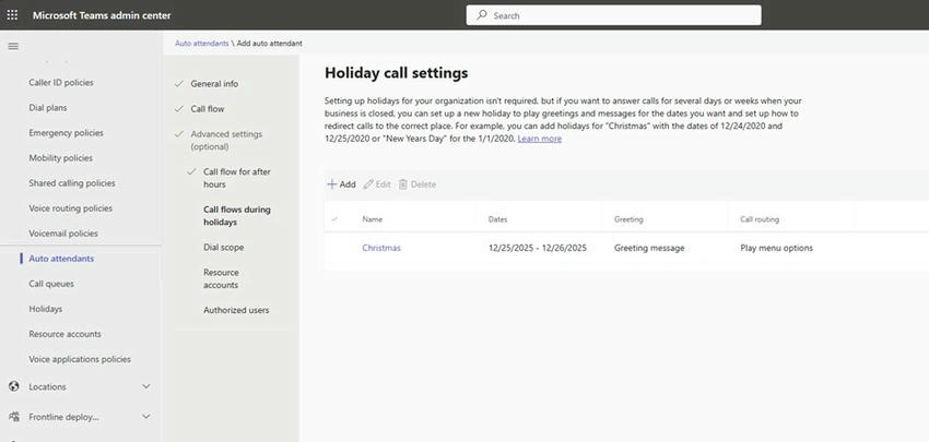 Call settings