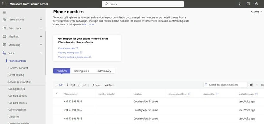Phone numbers