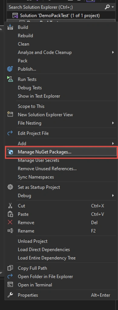 Manager NuGet