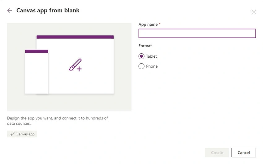Canvas application format