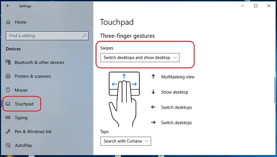 three-finger gestures