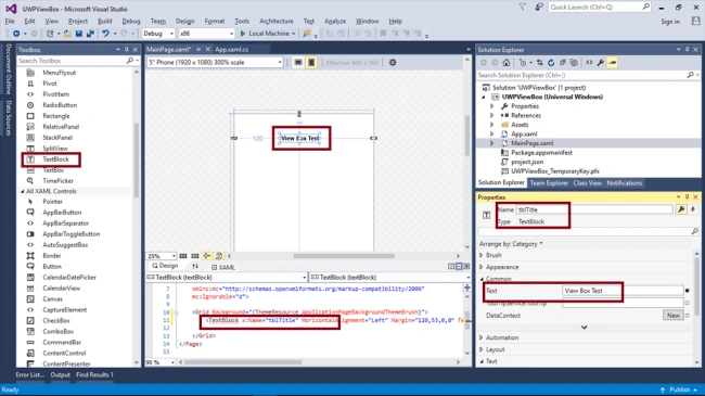 Add TextBlock control