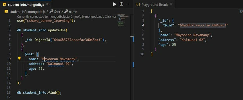 Update data in MongoDB