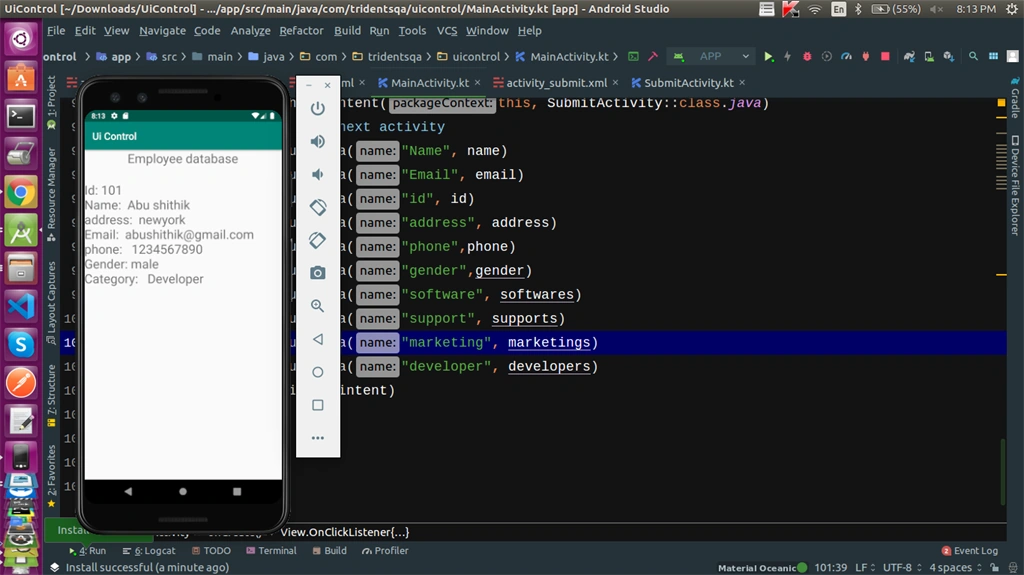 How We Can Pass UI Controls From One Activity To Another Using Kotlin In Android Studio