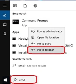Click on pin to taskbar