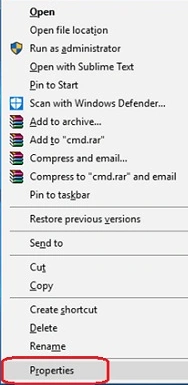 Click on properties