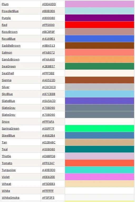 colors names 