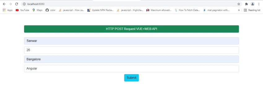 HTTP POST Request VUE+WEB API