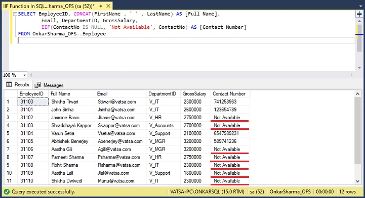 IIF Function in SQL Server