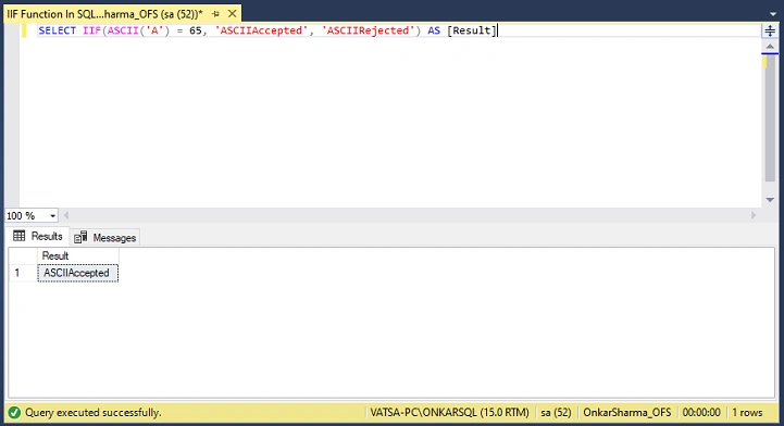 IIF Function in SQL Server
