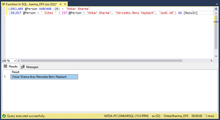 IIF Function in SQL Server