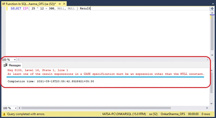 IIF Function in SQL Server