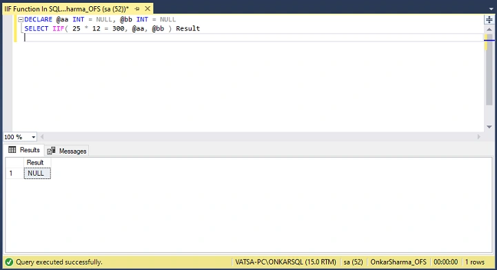 IIF Function in SQL Server