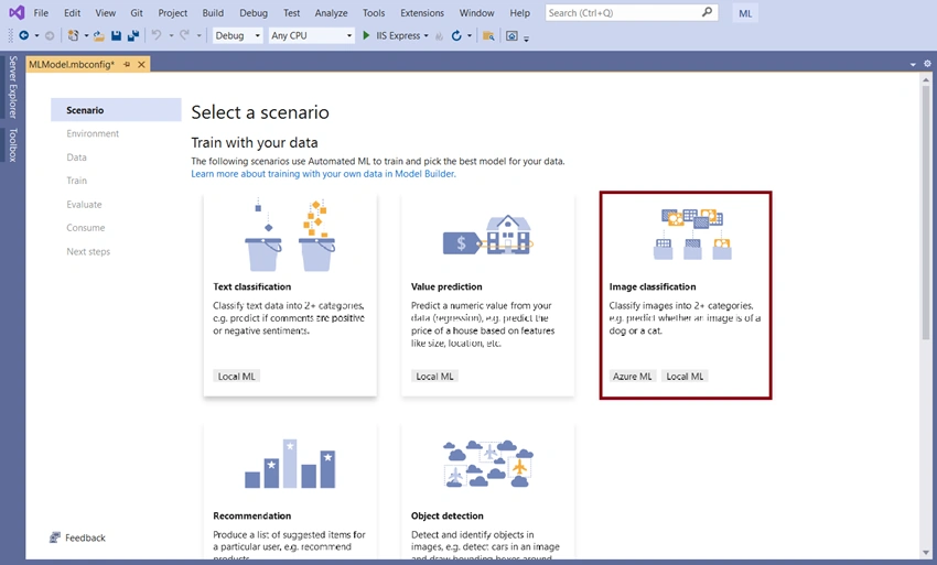 Image classification in web applications with ML.NET