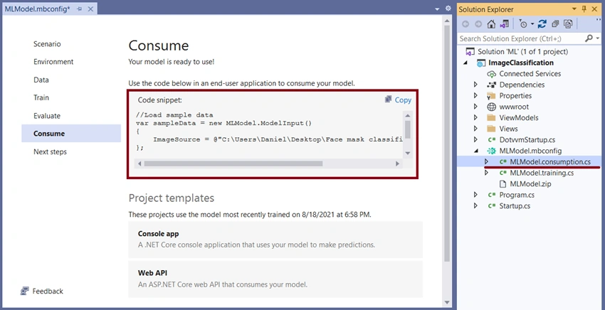 Image classification in web applications with ML.NET