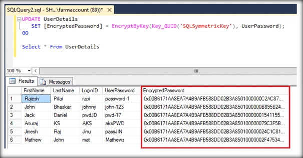 EncryptByKey in SQL Server