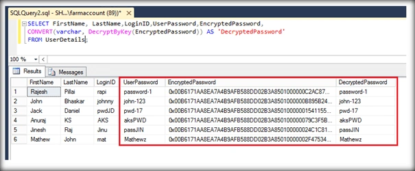 DecryptByKey in SQL Server