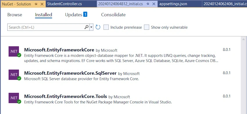 Installed packages