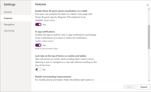Setting Features
