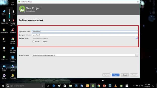 search in Android app