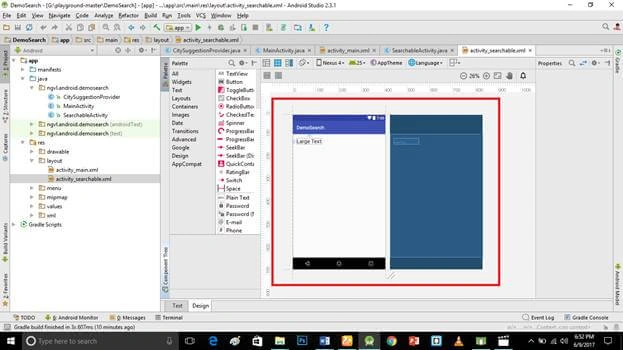 search in Android app
