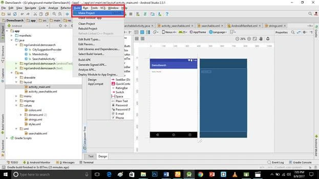 search in Android app