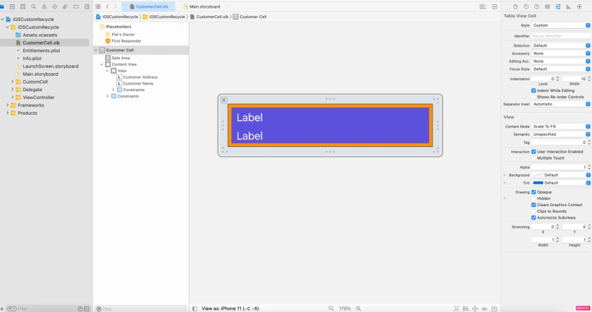 Implement the custom table view with xib in xamarin. iOS using Xcode