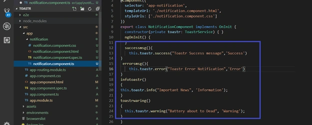 Implement Toastr notification in Angular 7