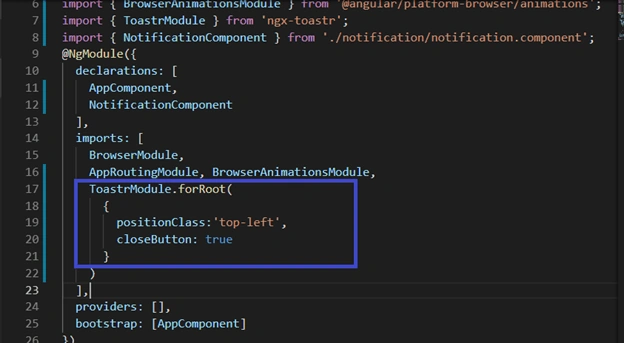 Implement Toastr notification in Angular 7