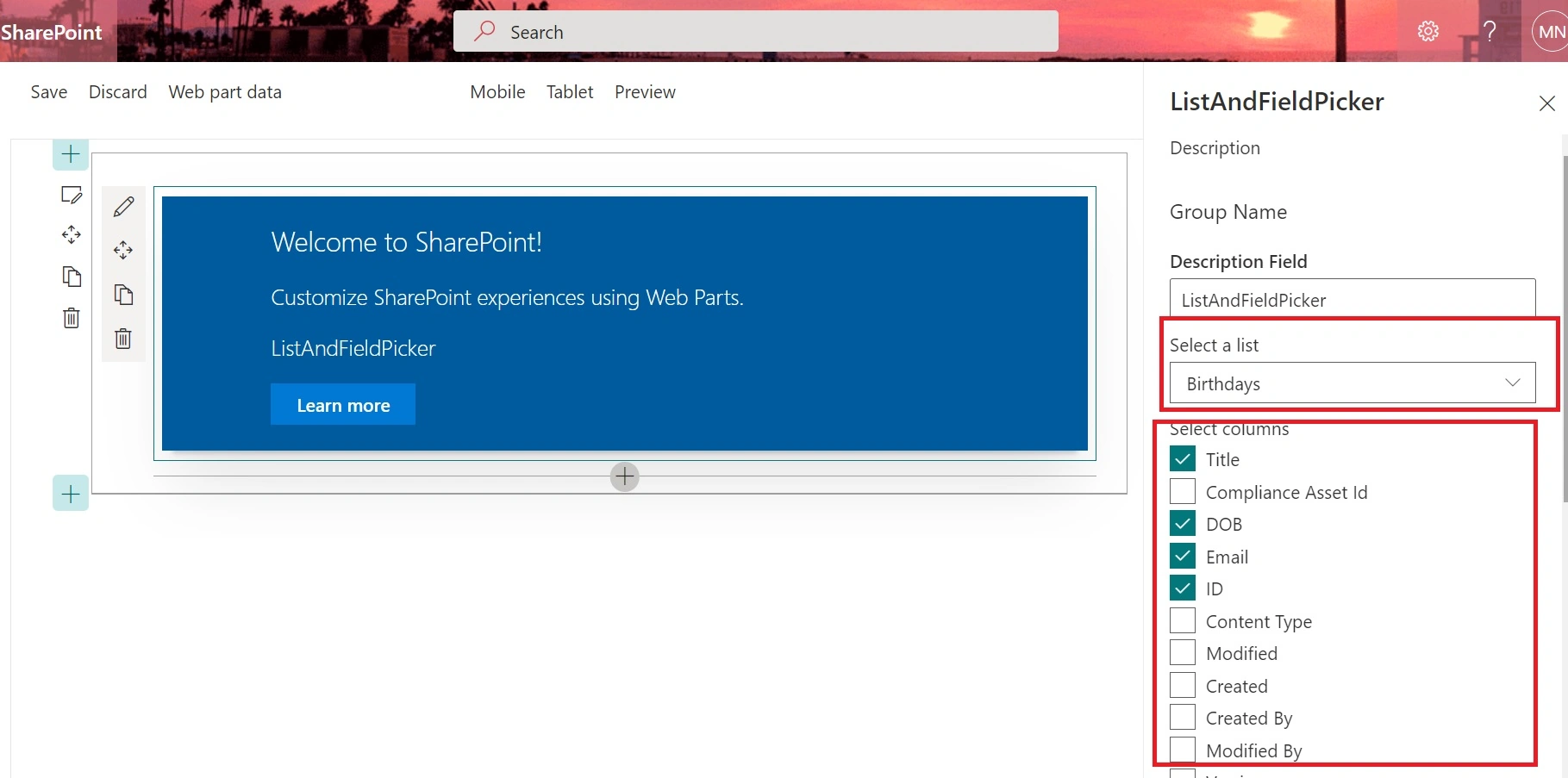 Implementation Of ListPicker And Associated FieldPicker In Property Pane Of SPFx