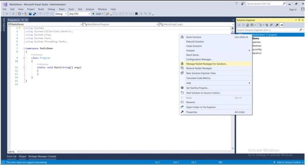 Implementation Of Redis Cache In .NET Console Application