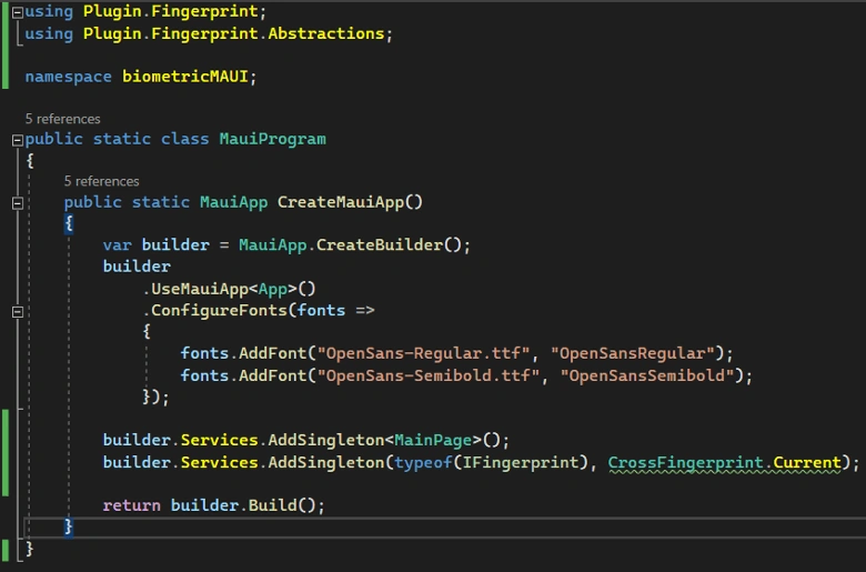 biometric authentication in .NET MAUI