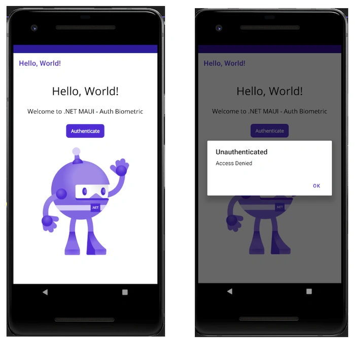 biometric authentication in .NET MAUI
