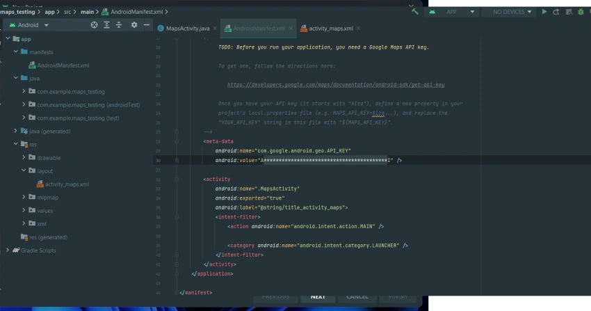Implementing Maps activity and getting user location in Android Studio