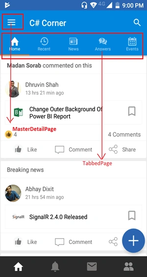Implementing MasterDetailPage With TabbedPage In Xamarin.Forms