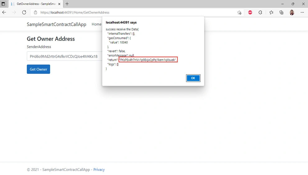 Implementing Smart Contract in ASP.NET Application