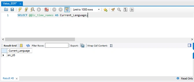 Get Current Language of MySQL