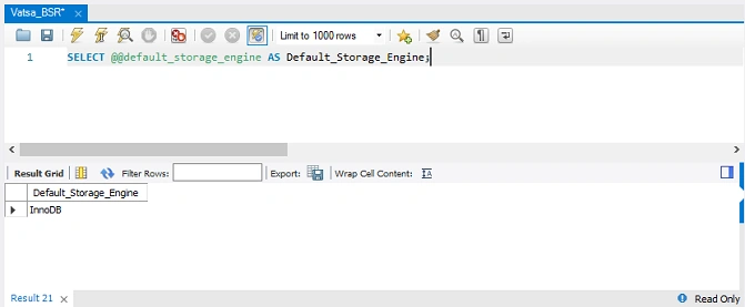 Get Default_Storage_Engine in MySQL