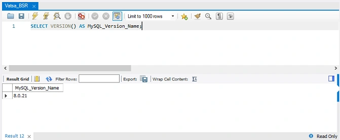 Get the version name of MySQL