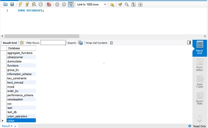 Retrieve List of All Databases