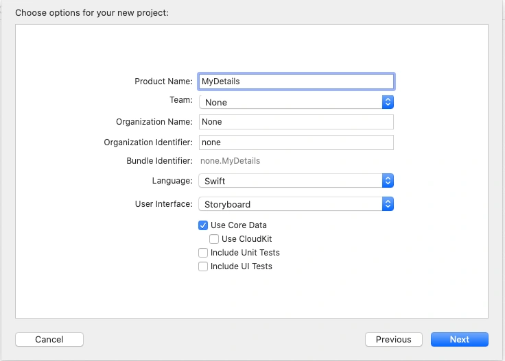 Insert Data Into Database Using Core Data Framework