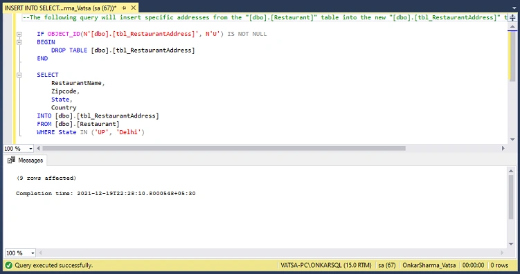 INSERT INTO SELECT vs SELECT INTO In SQL Server
