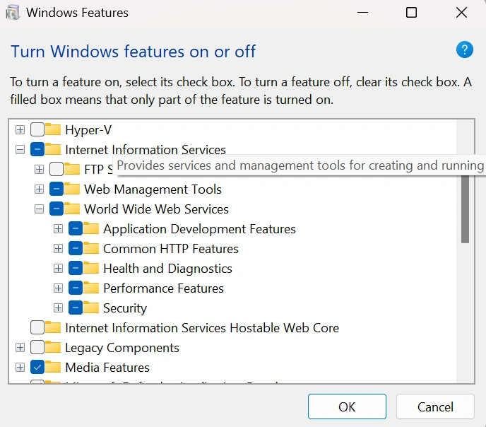 Windows features 
