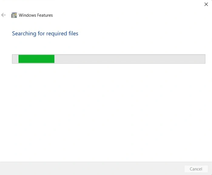 Windows features - searching for required fields